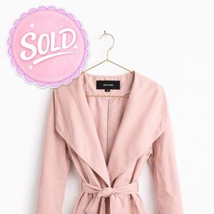 VERO MODA  Blush Pink Belted Wrap Coat Parisian Chic - Size M